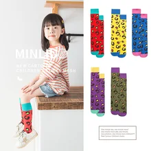 Осенние новые стильные детские трендовые носки в южнокорейском стиле для детей от 19 лет повседневные спортивные носки смешанных цветов с большим леопардовым принтом для мужчин и женщин