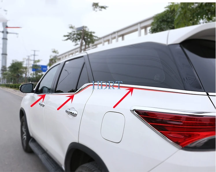 도요타 Fortuner AN150 AN160 sw4에 대 한 6pcs 2016-2019 하단 창 몰딩 스트립 커버 트림 스테인레스 스틸 아래 자동차 사이드 도어