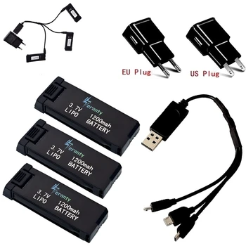 

Upgraded 3.7V 1200mAH Battery and 3-in-1 battery Charger for E58 JY019 S168 RC Quadcopter Spare Parts 3.7v Drone Lipo Battery