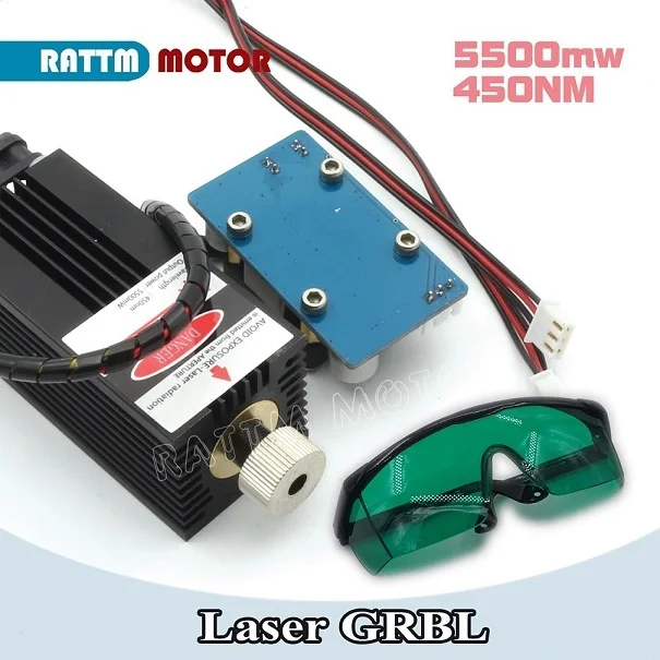 5500mw/2500mw/500mw 450NM focusing blue laser module laser engraving Head and cutting+ safety goggles for CNC Engraving Milling - Цвет: 5500mw laser