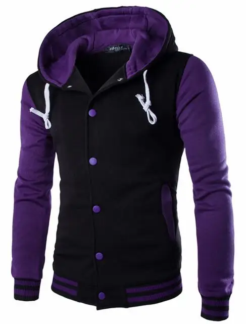Пользовательские логотип команды текст фото печать реклама хлопок с длинным рукавом безразмерная 5XL мужская Толстовка модный лоскутный свитер с карманом - Цвет: Purple