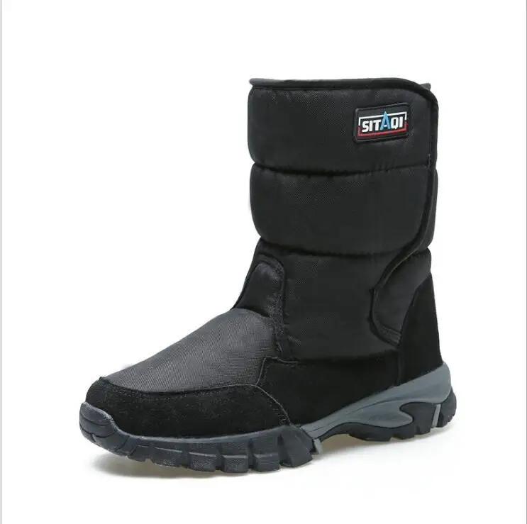 Men boots winter shoes men ankle boots Waterproof Non-slip warm plush flat men snow boots big size 40- 46 - Цвет: 1
