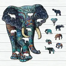 Knokis 105pcs Wooden elephant Jigsaw Puzzles Mysterious Puzzle Gift For Adult