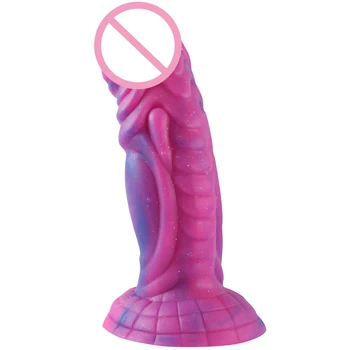 Dragon Monster Dildo Liquid Silicone Texture Sucker Rose Red with Blue Big Dick Animal Anal Penis Dildo Sex Toys For Couples 2