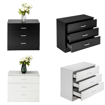 

Two Colors Wood Simple 3-Drawer Dresser Night Stand Side Table