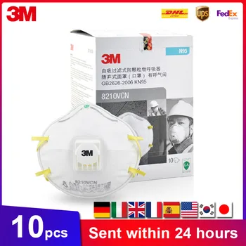 

3M 8210V 8210VCN Mask 10PCS/BOX Disposable Masks Working Safety Face Masks With 3M Cool Flow Valve Original Mouth Mask