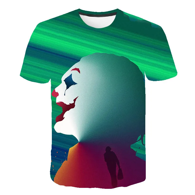 Новинка, Лидер продаж, футболка клоуна для мужчин/wo, для мужчин, Джокер, лицо, 3D принт, террор, модные футболки крутой характер, Джокер Харадзюку, одежда - Цвет: picture color
