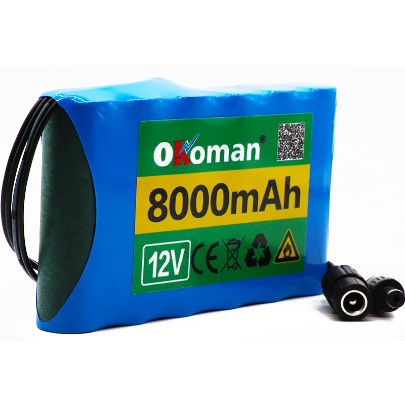 Okoman 12V аккумулятор 8Ah 18650 перезаряжаемый комплект литий-ионный батарей Емкость DC 12,6 V 8000mAh CCTV Cam Monitor