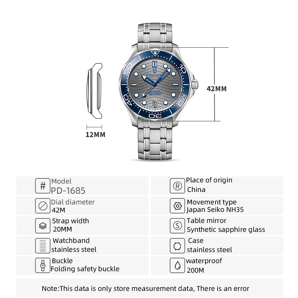 2021 New PAGANI DESIGN 200M waterproof Mechanical watches Luxury automatic watch men NH35 move Sapphire mirror 20bar wristwatch 2