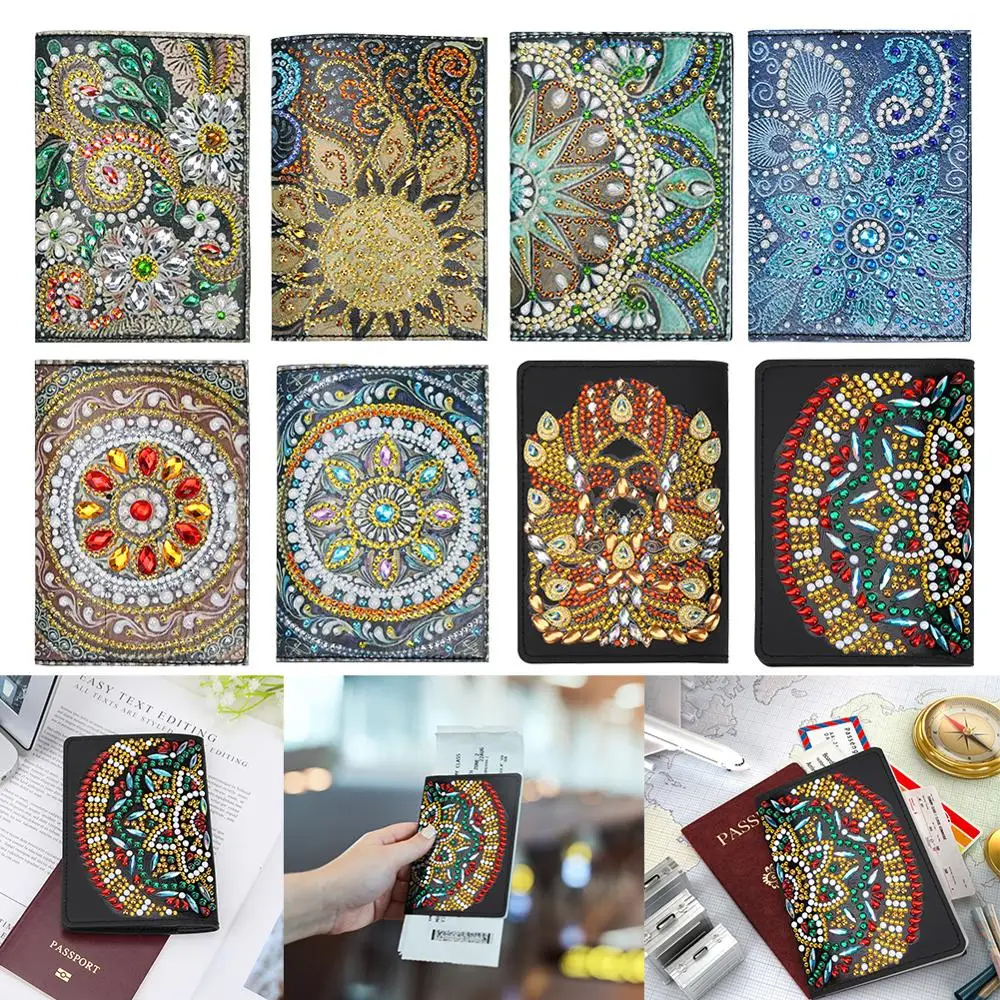 

DIY Special Shaped Diamond Painting PU Leather Passport Protective Cover Passport Storage Bag Diamond Embroidery Christmas Gift