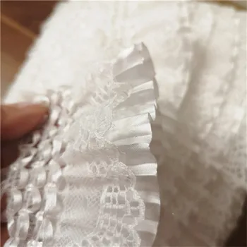 

15 yards elastic fringe double layers white delicate french voile lace trim edge DIY decoration craft tape
