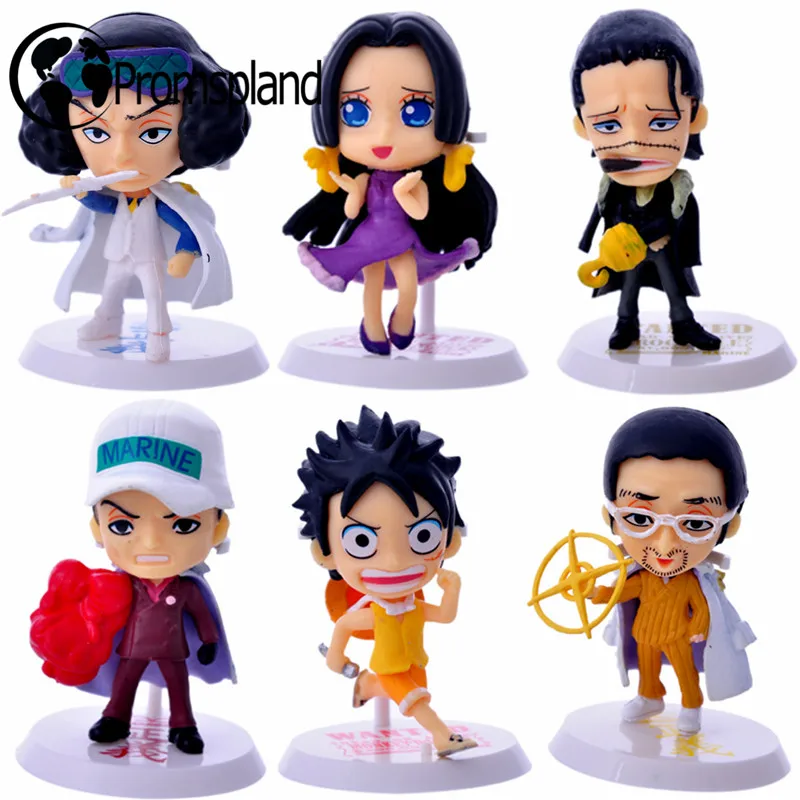 

6pcs/set One Piece Action Figures Q version With Base One Piece Luffy Boa Hancock Crocodile Borsalino Figures Toys 7CM