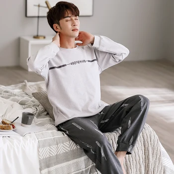 

XIZOU Winter Men Pajama Set Long Sleeve Autumn Cotton Man Pyjamas Plus Size L-3XL Lounge Casual Pajama Plaid Sleepwear Sets