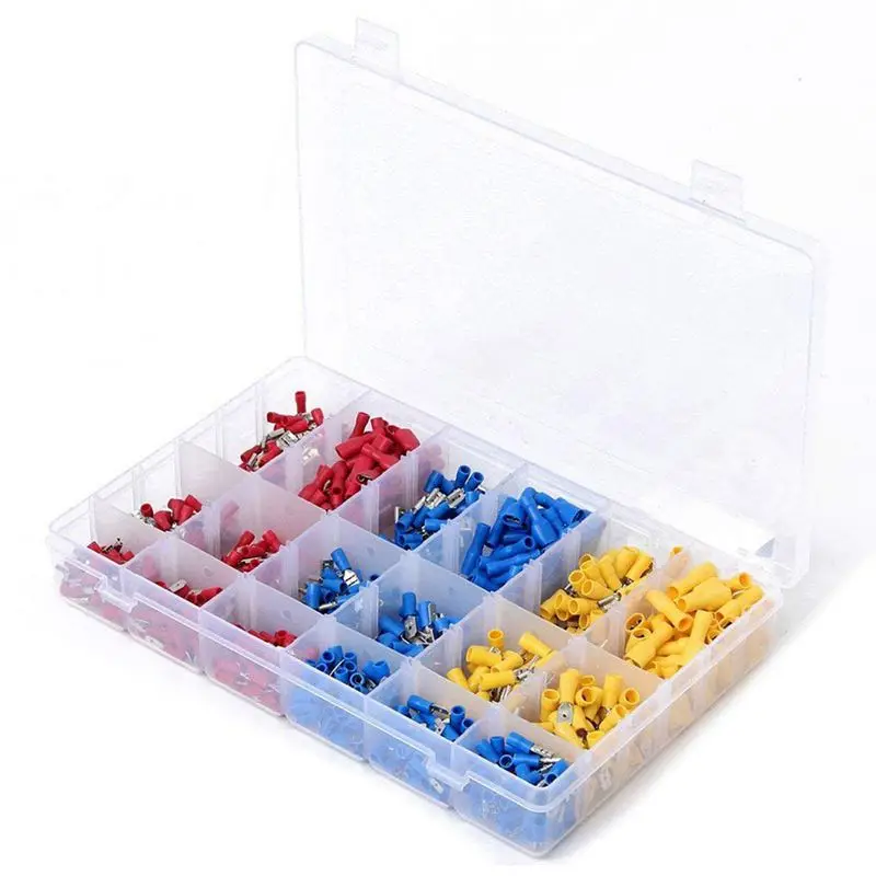 

900pcs Assorted Insulated Electrical Wire Terminals Crimp Connector Spade Set Red Yellow Blue