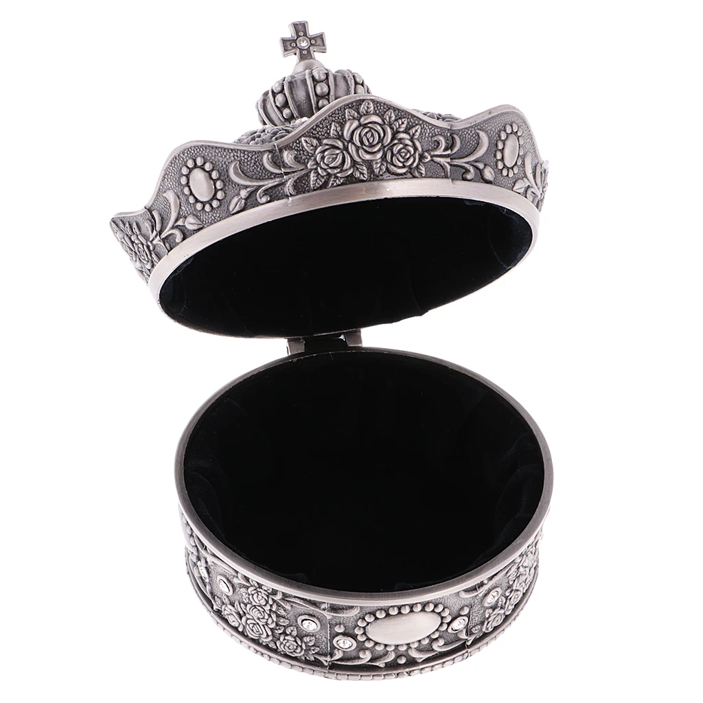 

Fashion Crown Rose Sculpture Jewelry Box Trinkets Organizer Collection Box