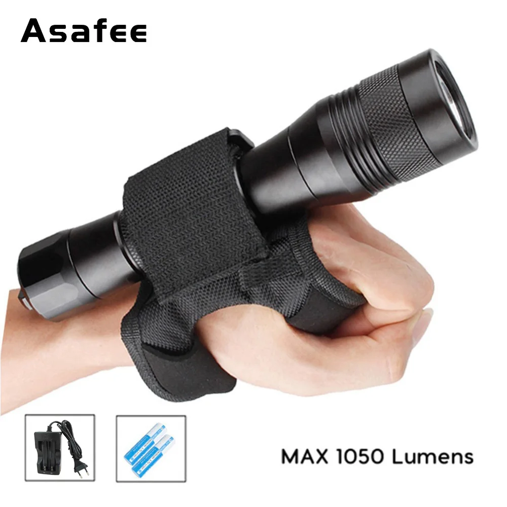 Профессиональный фонарь для дайвинга CREE XM L2 (U4) светодиодный Asafee DIV01 подсветка 26650
