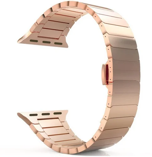 Ремешок-браслет для Apple Watch, Классическая пряжка-бабочка, ремешок из нержавеющей стали, аксессуары для часов 42, 38, 44, 40 мм, серия 5, 4, 3, 2 - Цвет ремешка: rose-gold