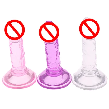 1PCS Erotic Soft Jelly Dildo Realistic Penis Bullet Vibrator Anal Dildo Strap On Big Penis Suction Cup Toys For Adult Sex Toys 5