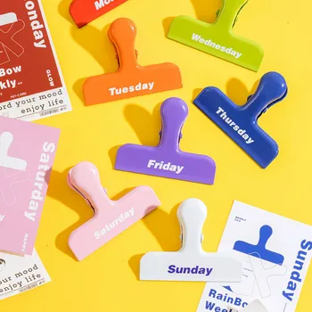 

7PCS/LOT Cool Rainbow Weeks DIY Clips Fashion Boomark Gift 72*62mm Creative School Office Stationery Supplies