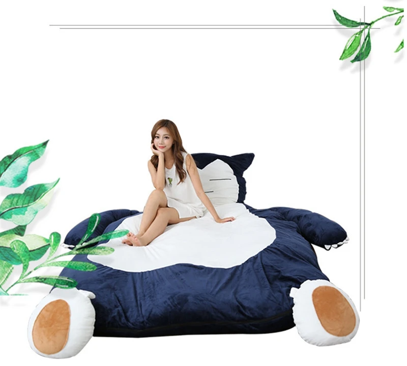 Japan anime Snorlax plush beanbag double bed cartoon tatami mattress cute creative bedroom sleeping mat temporary bed DY50340 (8)