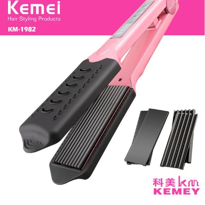 

kemei electric hair straightener curler KM-1982 professional 2 in 1 hair iron roller curling iron hair styling