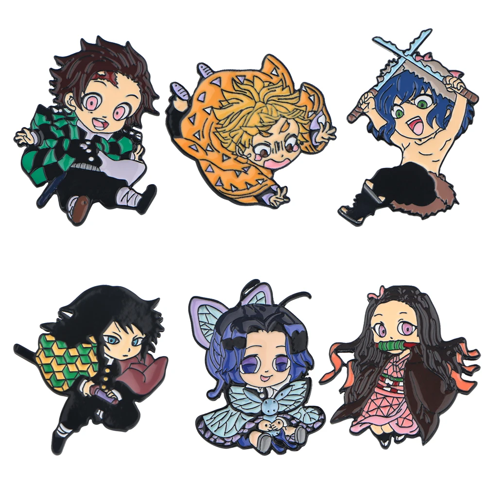 DZ1667 Japanese Anime Icons Manga Demon Slayer Badge Cool Cute Enamel Pins Custom Brooches Lapel Jewelry Friends Kids Gift | Украшения и