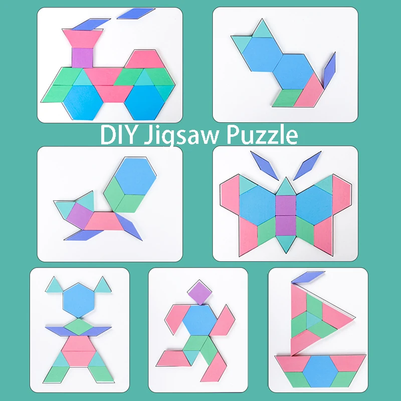 

New 150Pcs 3D Macaron-colored DIY jigsaw puzzles in wood Training Toys Baby Montessori Learning Educational Wooden Toy for Kids