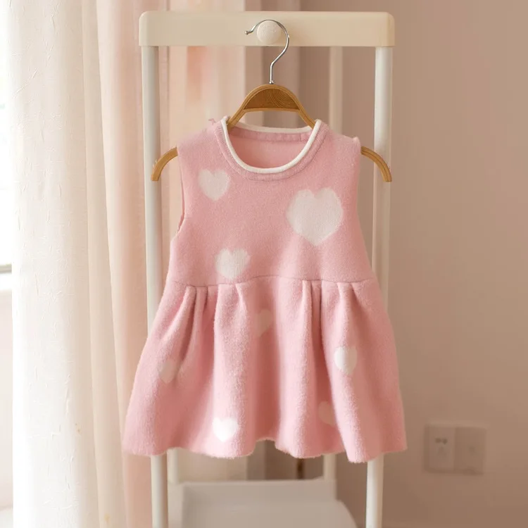 

Mmtkids Korean-style Childrenswear Autumn Kids' Sweater Girls Cute Heart Vest Small CHILDREN'S Skirt H817