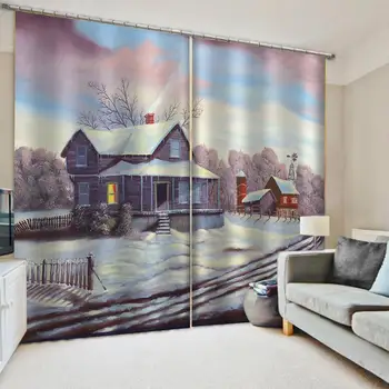 

Custom Snowhouse Windows Curtains Thin for Living Room Bedroom Decorative Kitchen Curtains Drapes Treatments Dropship