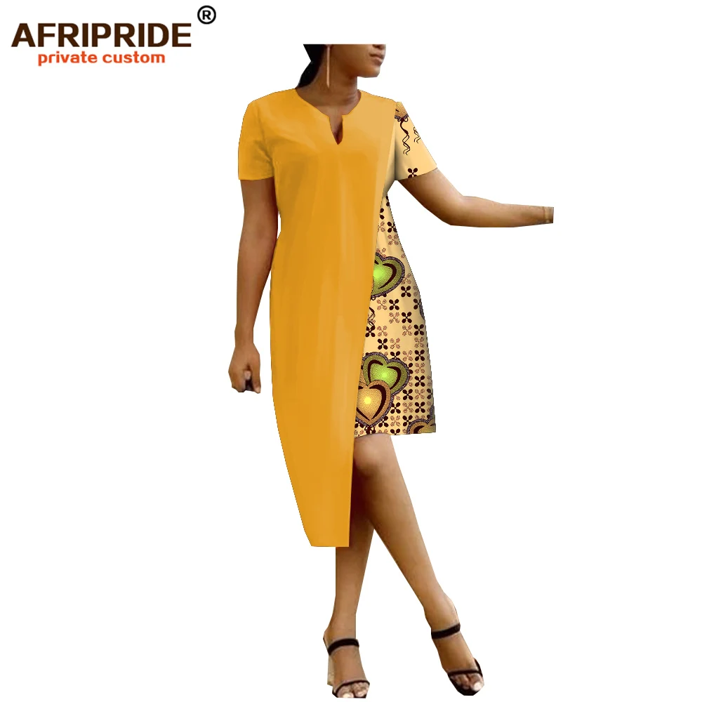Классические африканские платья для женщин AFRIPRIDE, сшитые с короткими рукавами, длиной до середины икры, женское повседневное Хлопковое платье-карандаш, A1925041