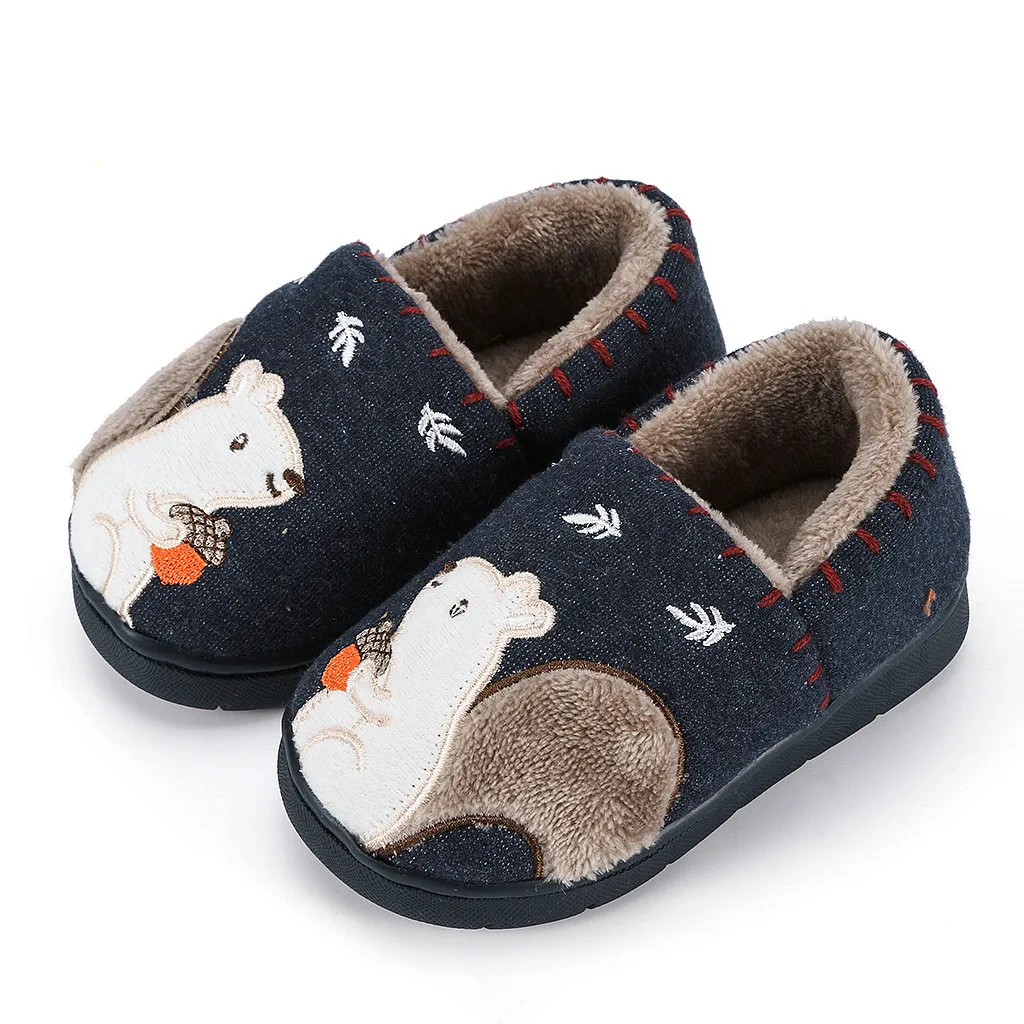 Для маленьких мальчиков и девочек домашние тапочки; домашняя обувь; теплые детские носки с принтом милых животных с нескользящей подошвой; плотная зимняя теплая куртка для детей, для мальчика, для девочки Тапочки для дома
