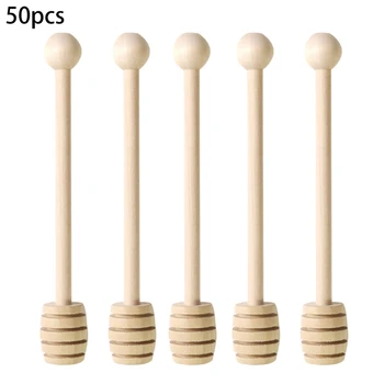 

50 Pcs Of Mini 6 Inch Wood Honey Dipper Sticks Individually Wrapped Server For Honey Jar Dispense Drizzle Honey Wedding