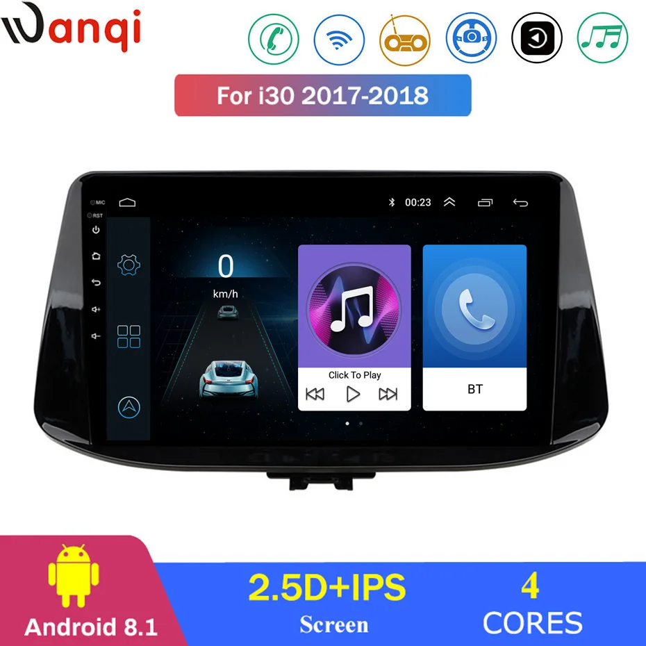 For Hyundai i30 2017-2018 Car Radio Multimedia Video Player Navigation GPS Android 8.1 Accessories SWC BT WIFI Sedan No dvd | Автомобили и