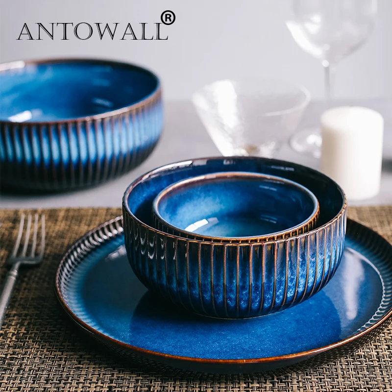 ANTOWALL, керамическая Западная глубокая тарелка, круглая тарелка для супа, креативная тарелка для выпечки, тарелка для риса, салата, большая домашняя тарелка