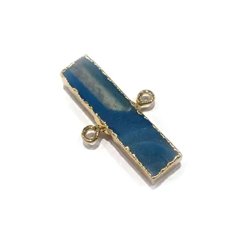 

5pcs Blue Agate Natural Stone Connector for Jewelry Making Bracelet Nacelace Accessories Craft DIY handmade Size 18x37mm