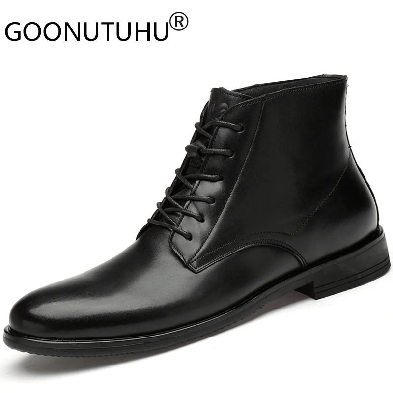 

2019 new autumn fashion men's ankle boots genuine leather casual shoes male black brown work army boot man shoe military for men
