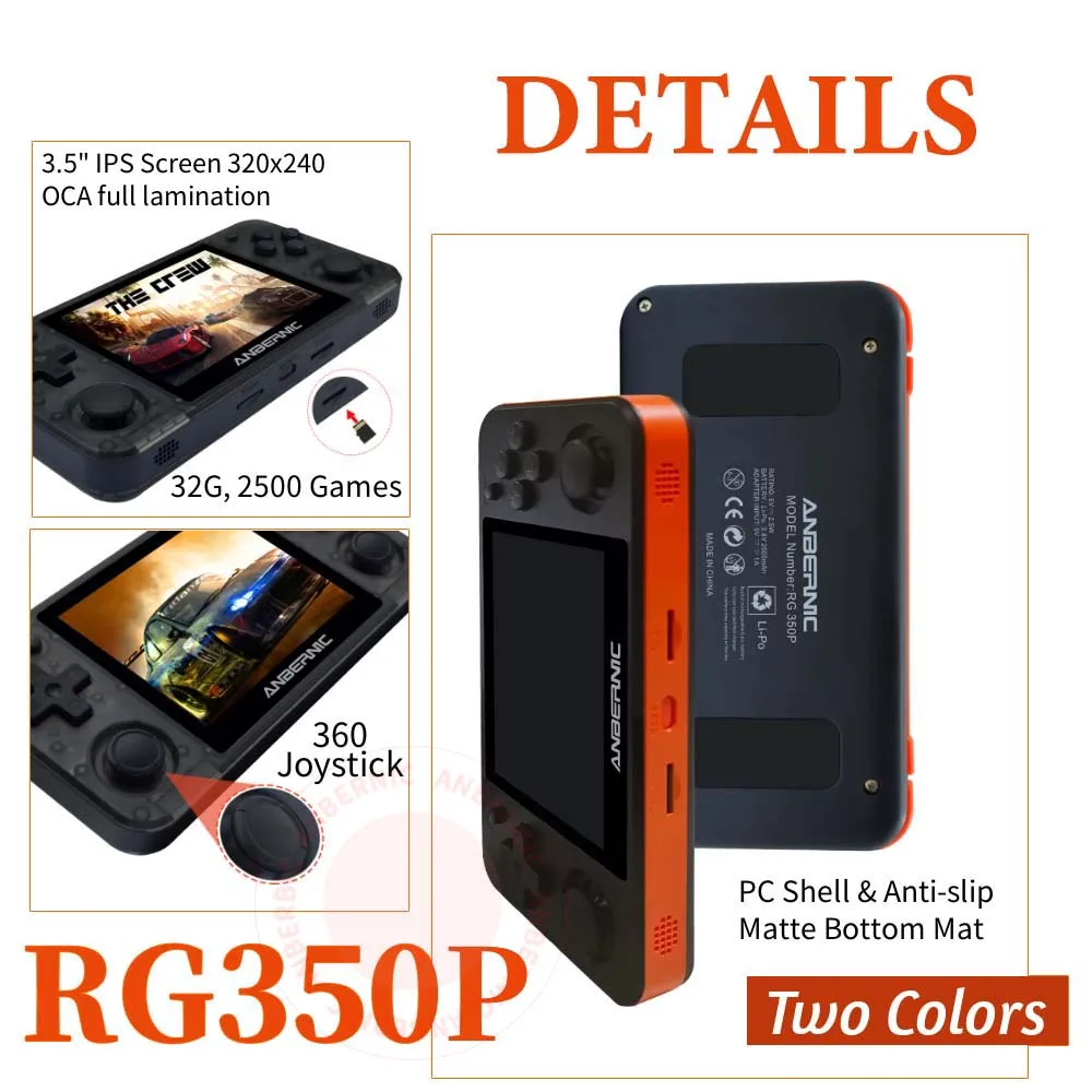 ANBERNIC RG350P Game Console 3.5 IPS Screen 2500 Retro Games PS1 HDMI-compatible Mini Pocket Handheld Game Player Boy Xmas Gift