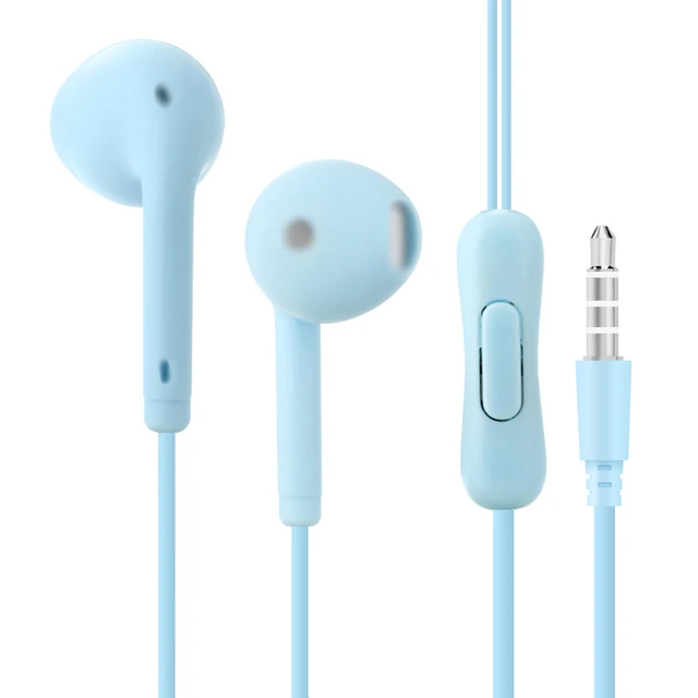 Candy Colors Wired Headphones Bass Stereo Earbuds Sports Waterproof Earphone Music Headsets for Samsung iphone for Xiaomi Huawei Blue