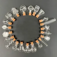 300pcs Heart/Tube/Square/Water Drop/XO/Flat/Flower/Star Mix Shape Mini Glass Bottles with Clear Cork Stopper Tiny Vials Jars 1