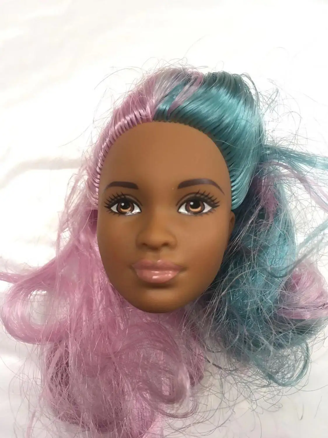 Черная леди различные цвета волосы кукла игрушка голова длинные волосы принцесса кукла голова девочка DIY макияж туалетный волос игрушки Дети Макияж DIY игрушка
