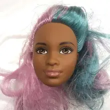 Черная леди различные цвета волосы кукла игрушка голова длинные волосы принцесса кукла голова девочка DIY макияж туалетный волос игрушки Дети Макияж DIY игрушка