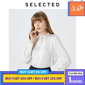 

SELECTED Women's O-Neck Letter Pattern Lace-up Long-sleeved Shirt S|419451502