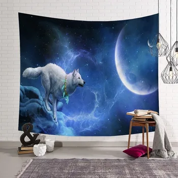 

Wall tapestry, moon and starry sky landscape, digital printing lanyard, bedroom bedside decoration background cloth