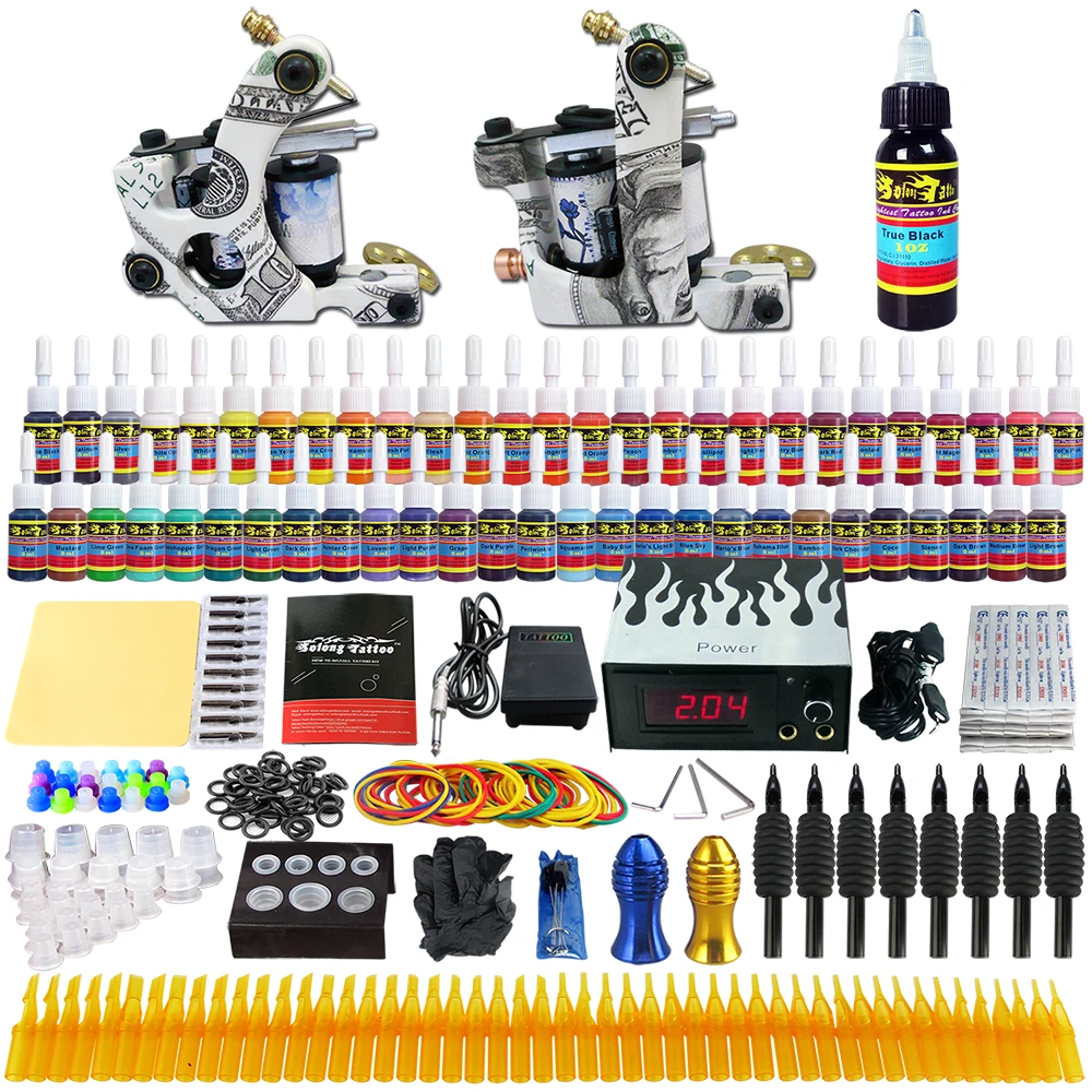 

Stigma 2018 New Designed Complete Tattoo Machine Kits 2 Rotary Tattoo Guns Machine 54 Ink Sets 8 Hand Grip TK252