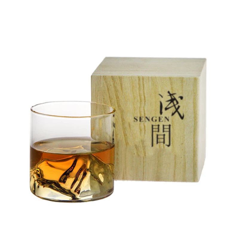 Nika japonský styl whisky cup-shallow hora likér XO víno pohár EDO guanshan fuji artwork dřevěný dar skříňka whisky sklo