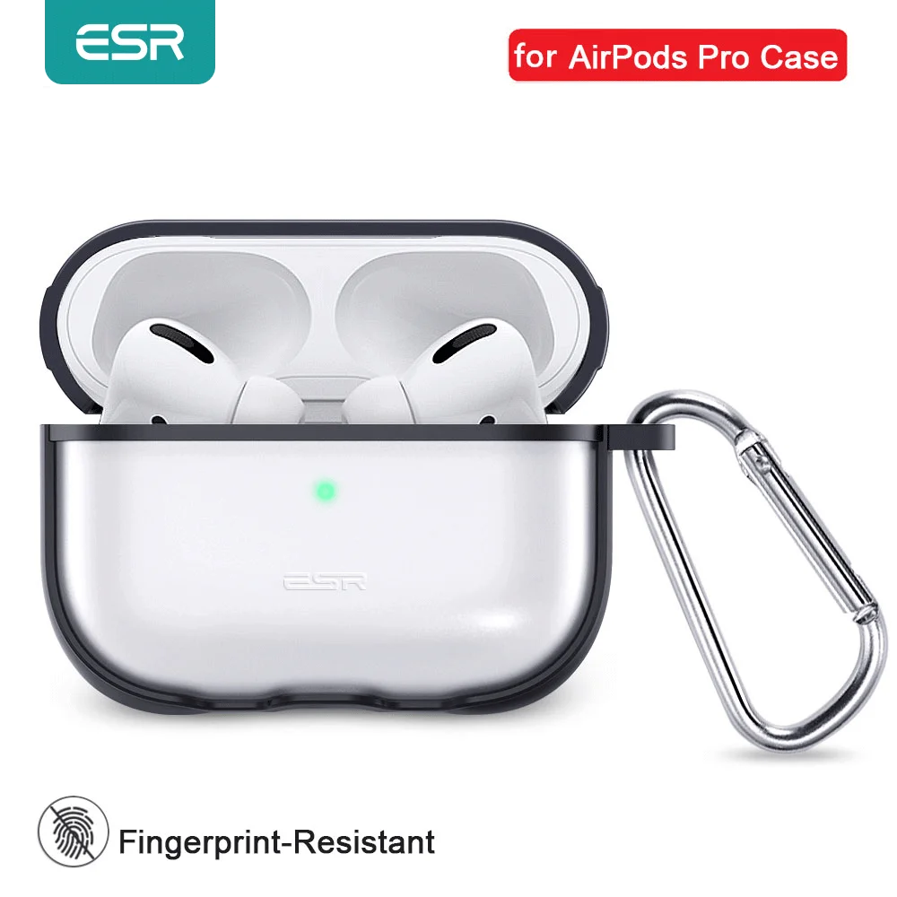 

ESR for Apple Earphone Case with Keychain Hook Up Protective Cover Clear Transparent Case for Apple Earbuds Funda Luxury Black