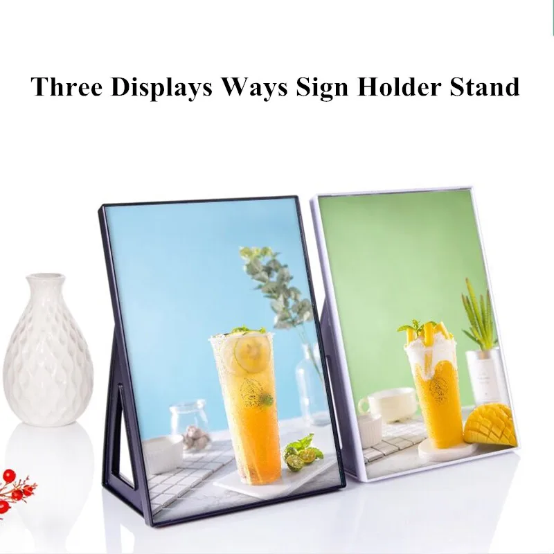 

A3 Black And White Plastic Sign Paper Brochure Holder Slant Back Table Top Restaurants Menu Ad Frame Display Stand Frame