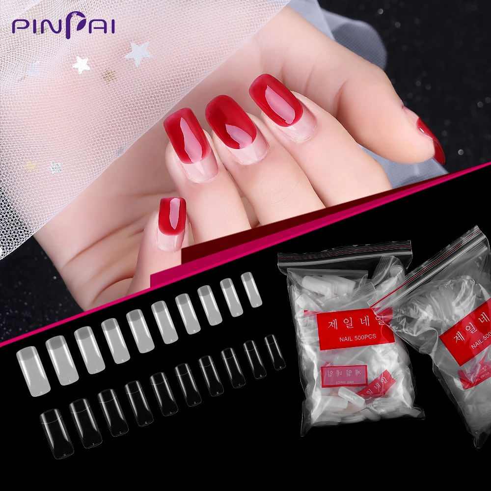 500 Pcs Clear Natural Half Cover Acrylic Uv Gel French False Nail Art Tips Salon Diy Manicure Artificial Resin Fake Nail Sticker False Nails Aliexpress
