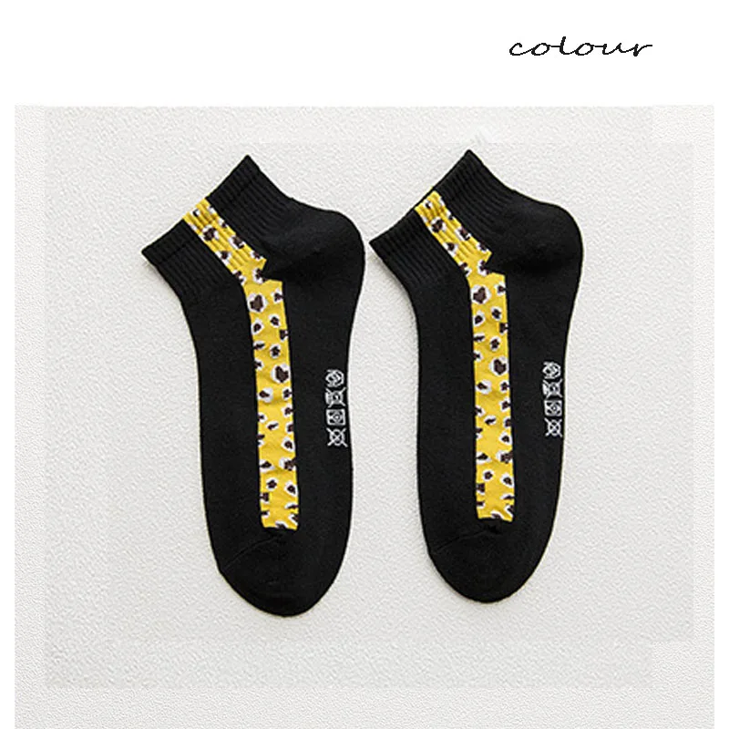 Повседневные женские носки с надписями, женские корейские носки, хлопковые тонкие носки-лодочкой, женские леопардовые носки