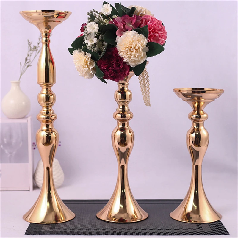 Metal Candle Holders Flowers Vase Candlestick Centerpieces Road Lead Candelabra Wedding porps Christmas decoration | Дом и сад